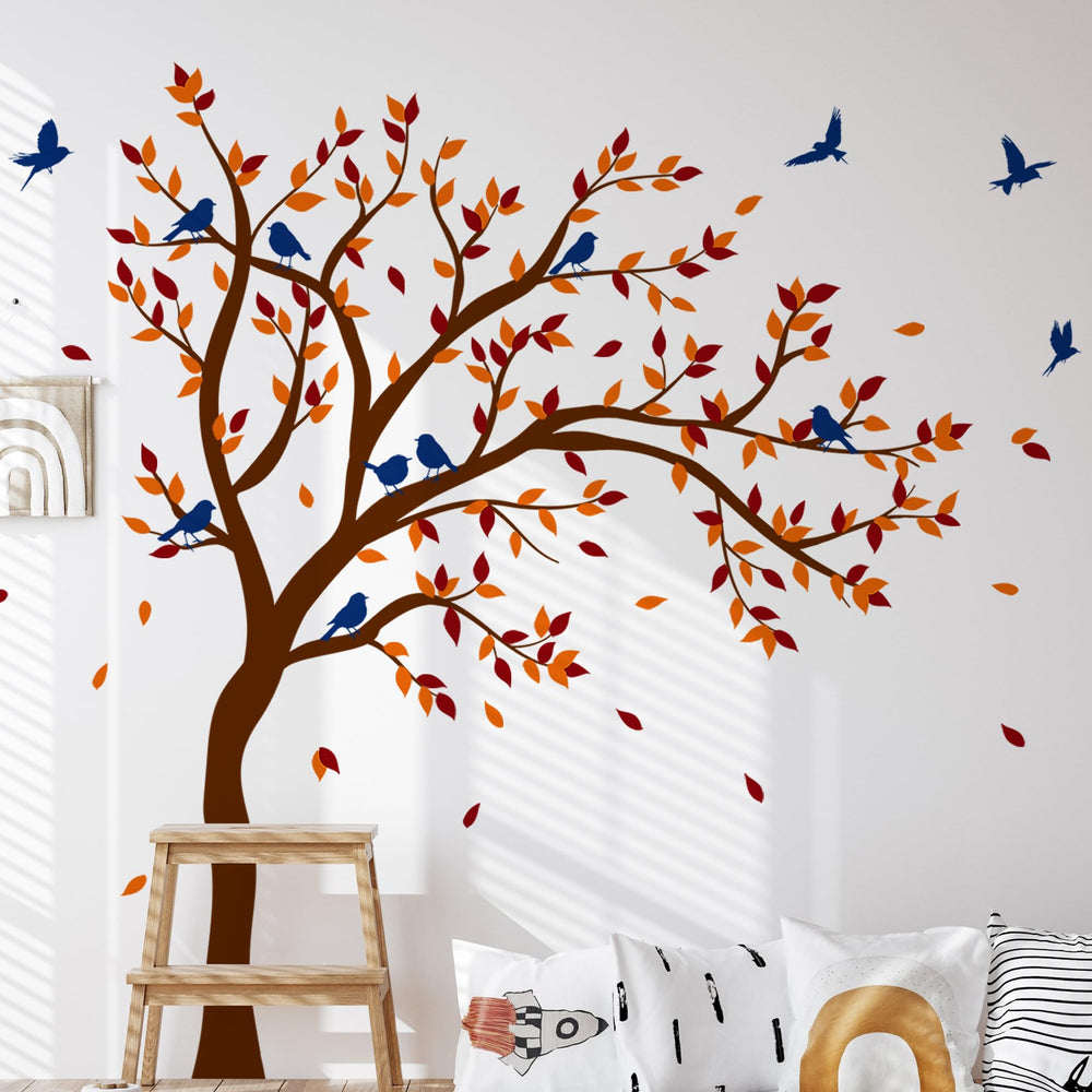 Unonede autumn tree wall decal creates a cozy focal point in any room