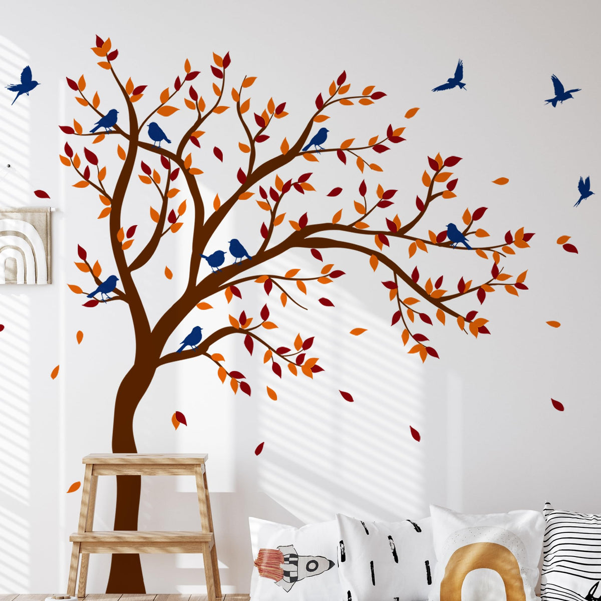 Unonede autumn tree wall decal creates a cozy focal point in any room