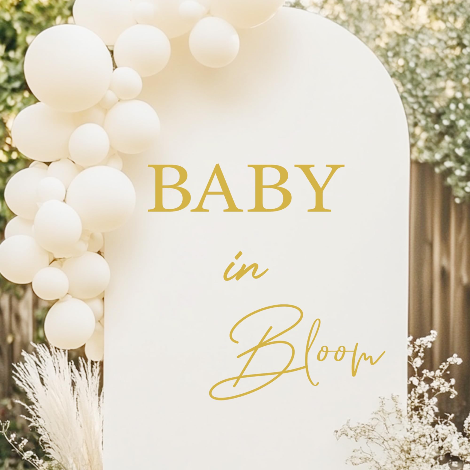 Unonede Baby in Bloom gold wall sign adding romantic atmosphere to baby showers