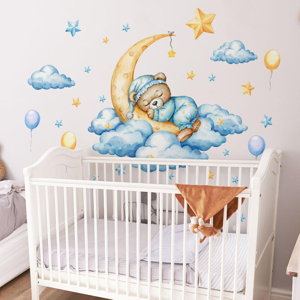 Unonede bear-on-moon wall decor adds a gentle glow to evenings