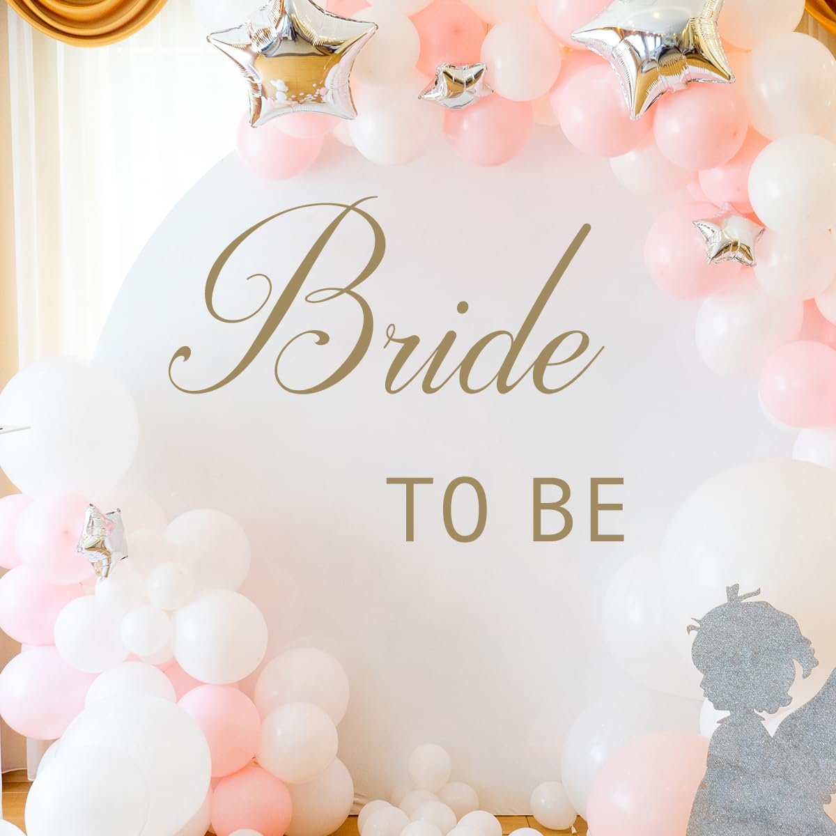 Unonede Bride to Be decal backdrop adds elegant, ready-to-stick decor.