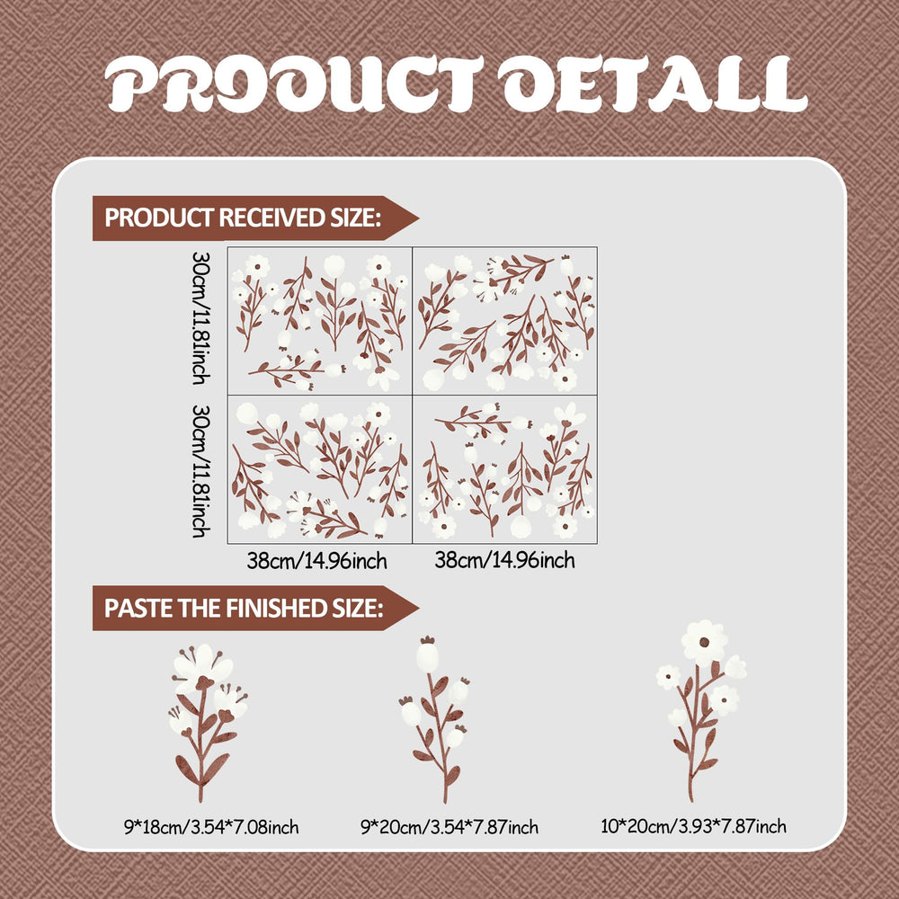 Unonede four-sheets of flowers decal collection enhances DIY wall art options.