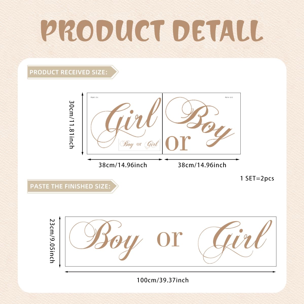 Unonede gender reveal decal sign for baby shower welcome display