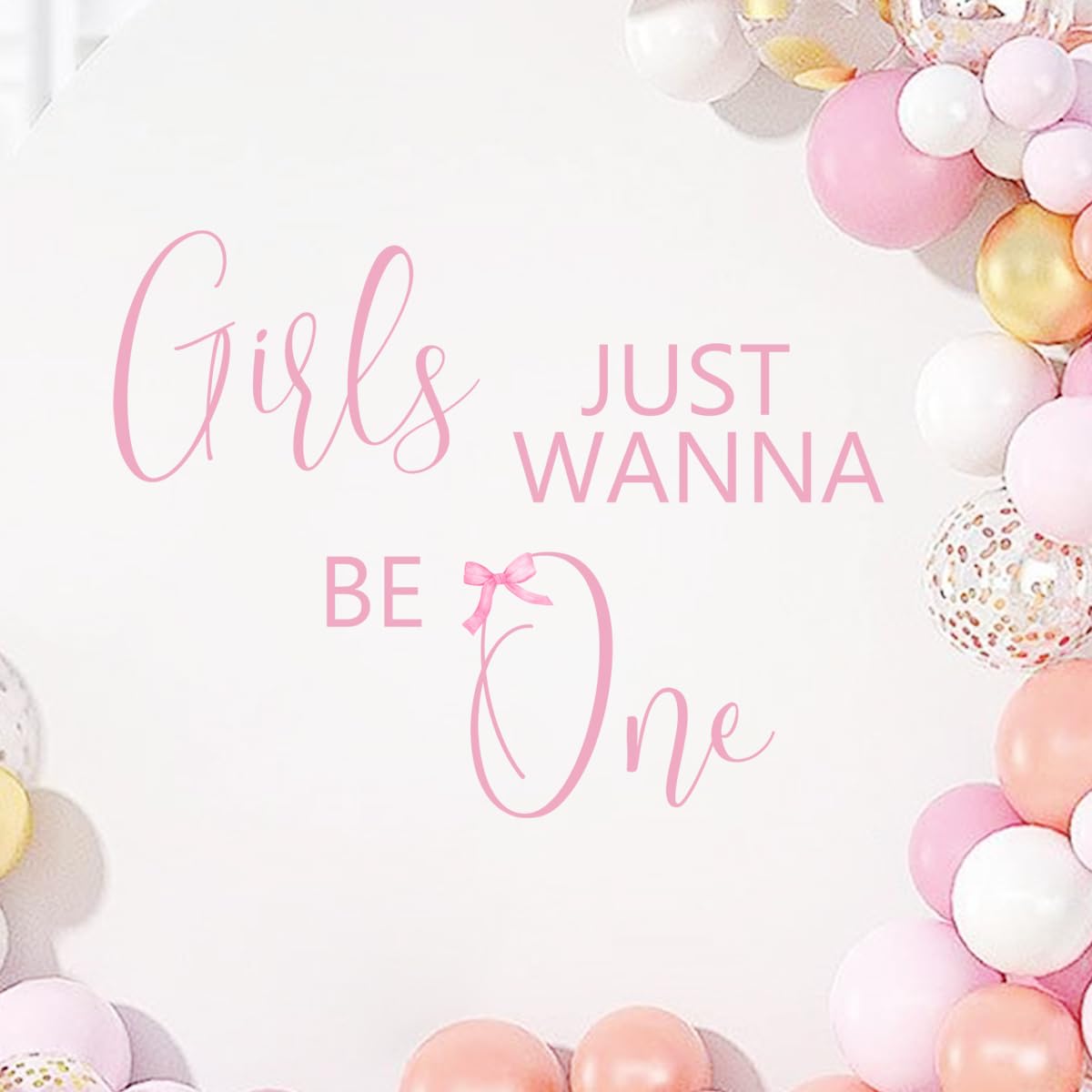 Unonede wall decal with pink bow for a photo-ready birthday backdrop