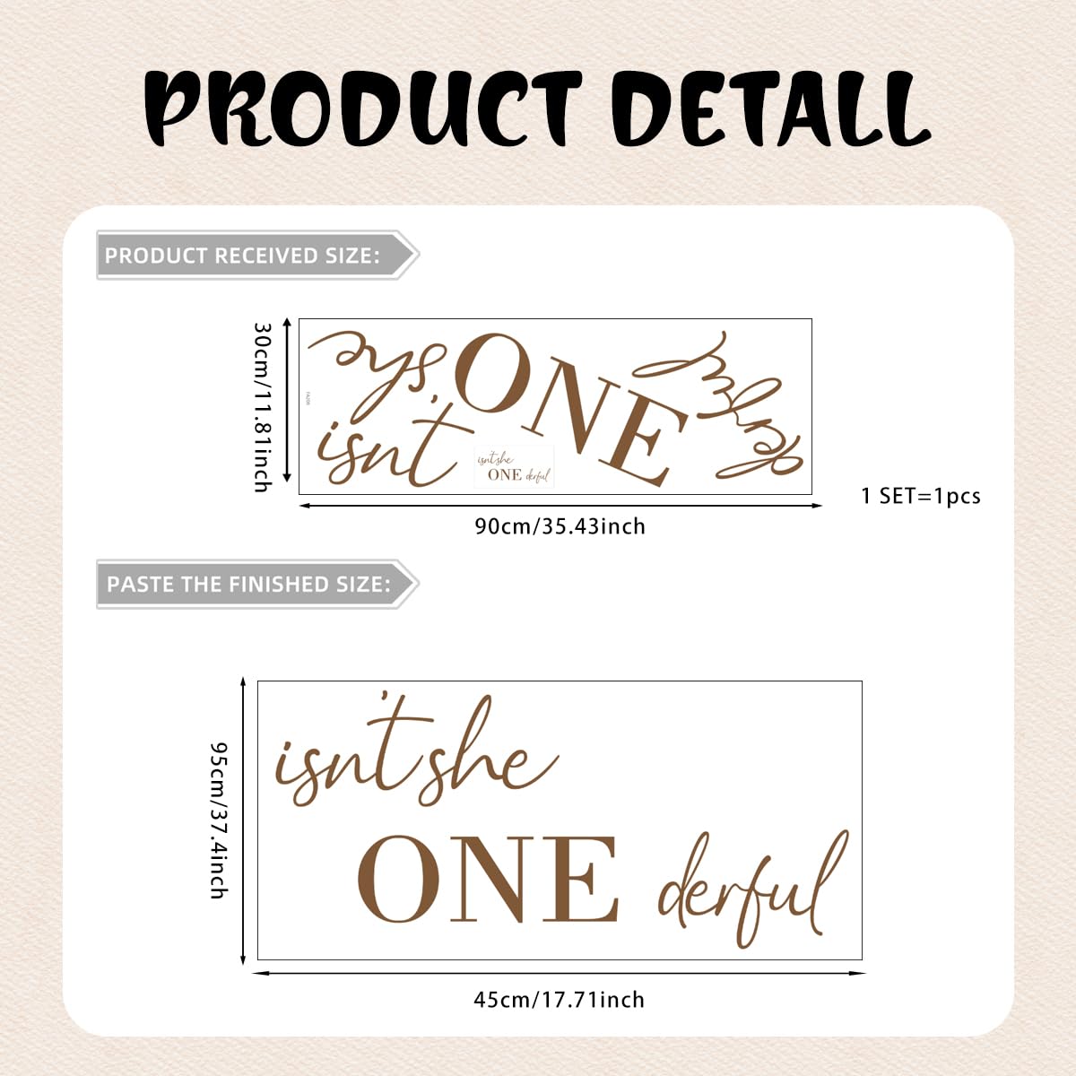 Unonede Isn't She Onederful baby girl first birthday decal ideal for festive decor.
