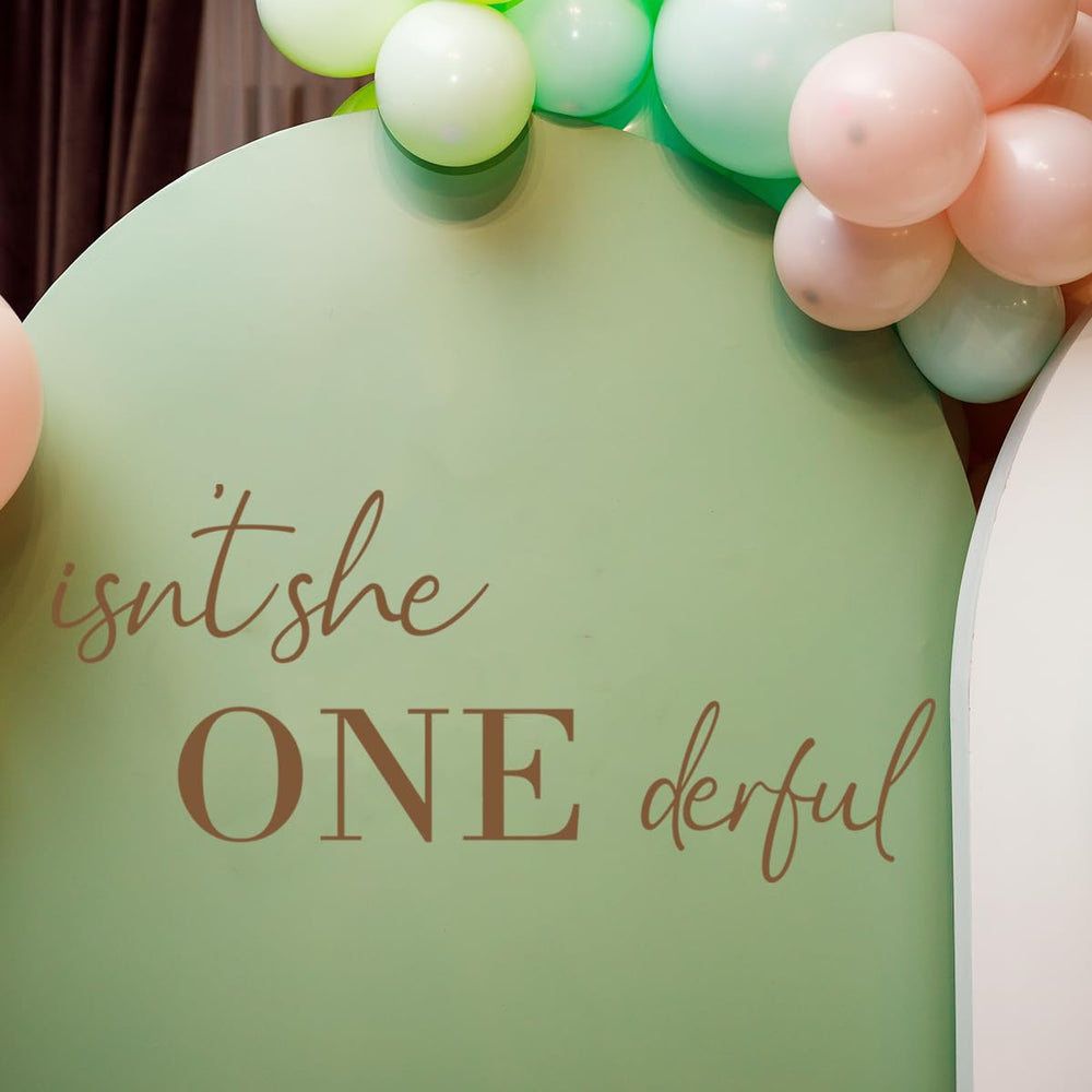 Unonede Isn't She Onederful decal—easy apply and residue-free removal.