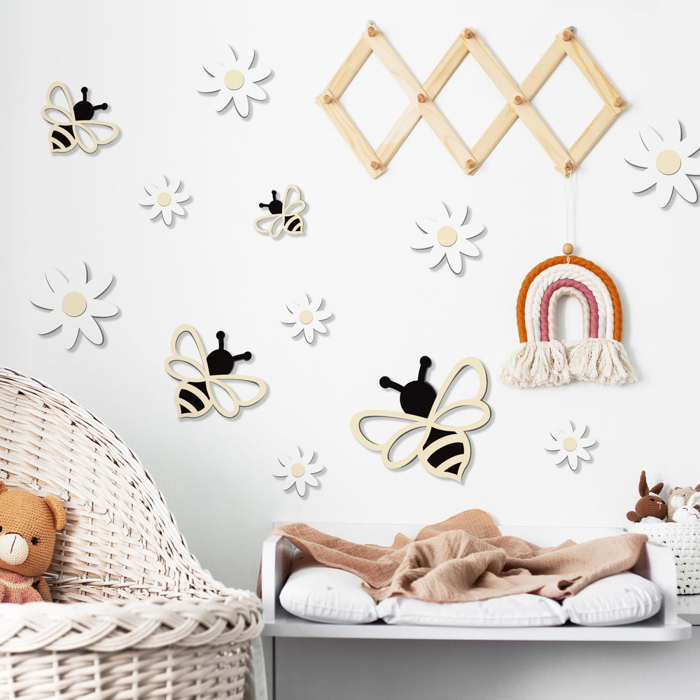 Unonede multicolour wooden bee wall art adds playful nursery charm