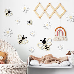 Unonede multicolour wooden bee wall art adds playful nursery charm