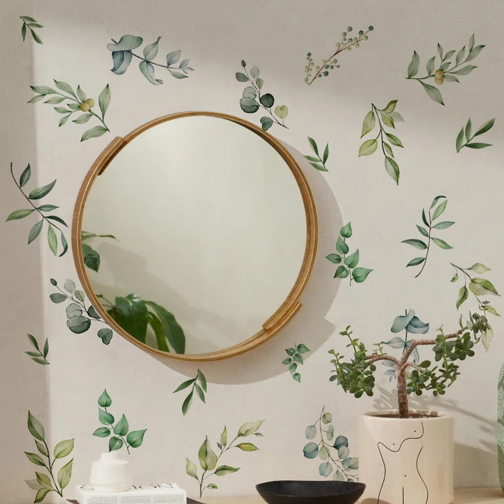 Unonede nursery leaf wall decal adds gentle greenery without permanent changes.