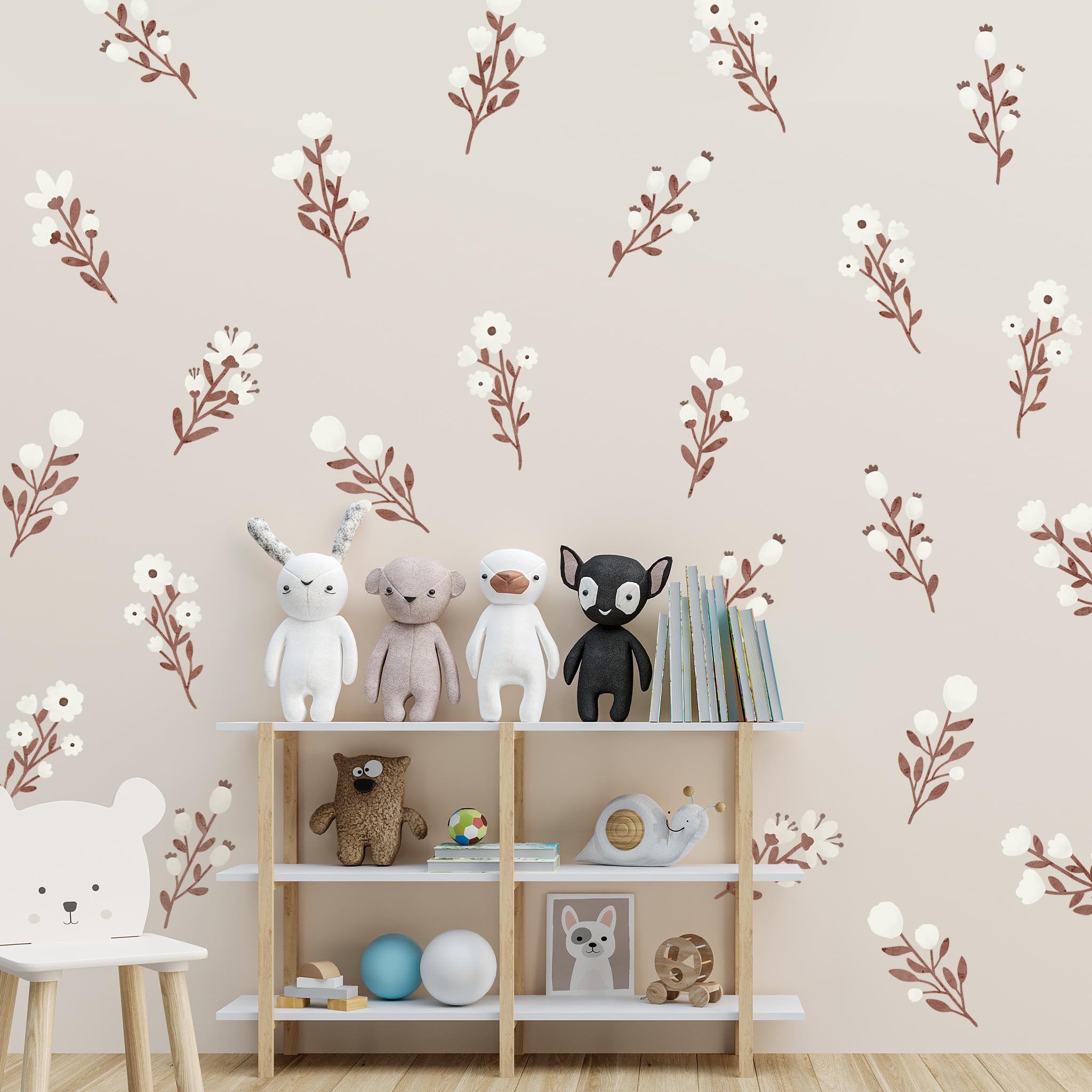 Unonede watercolor flower wall stickers set adds soft, vibrant color to walls.