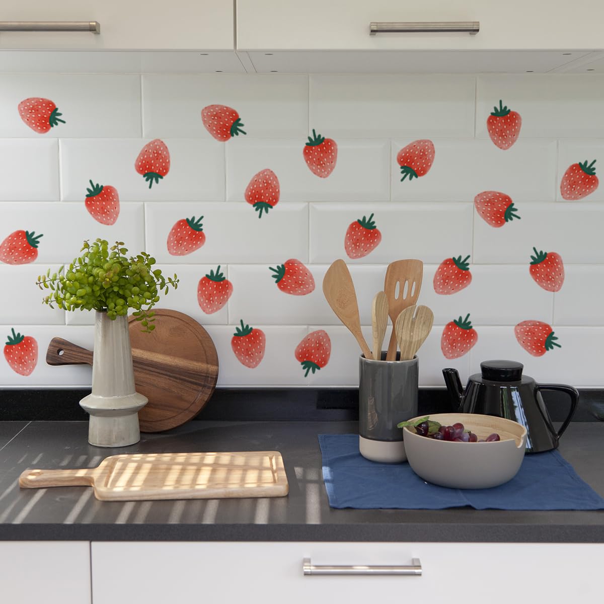 Unonede window strawberry wall decals provide removable decor options.