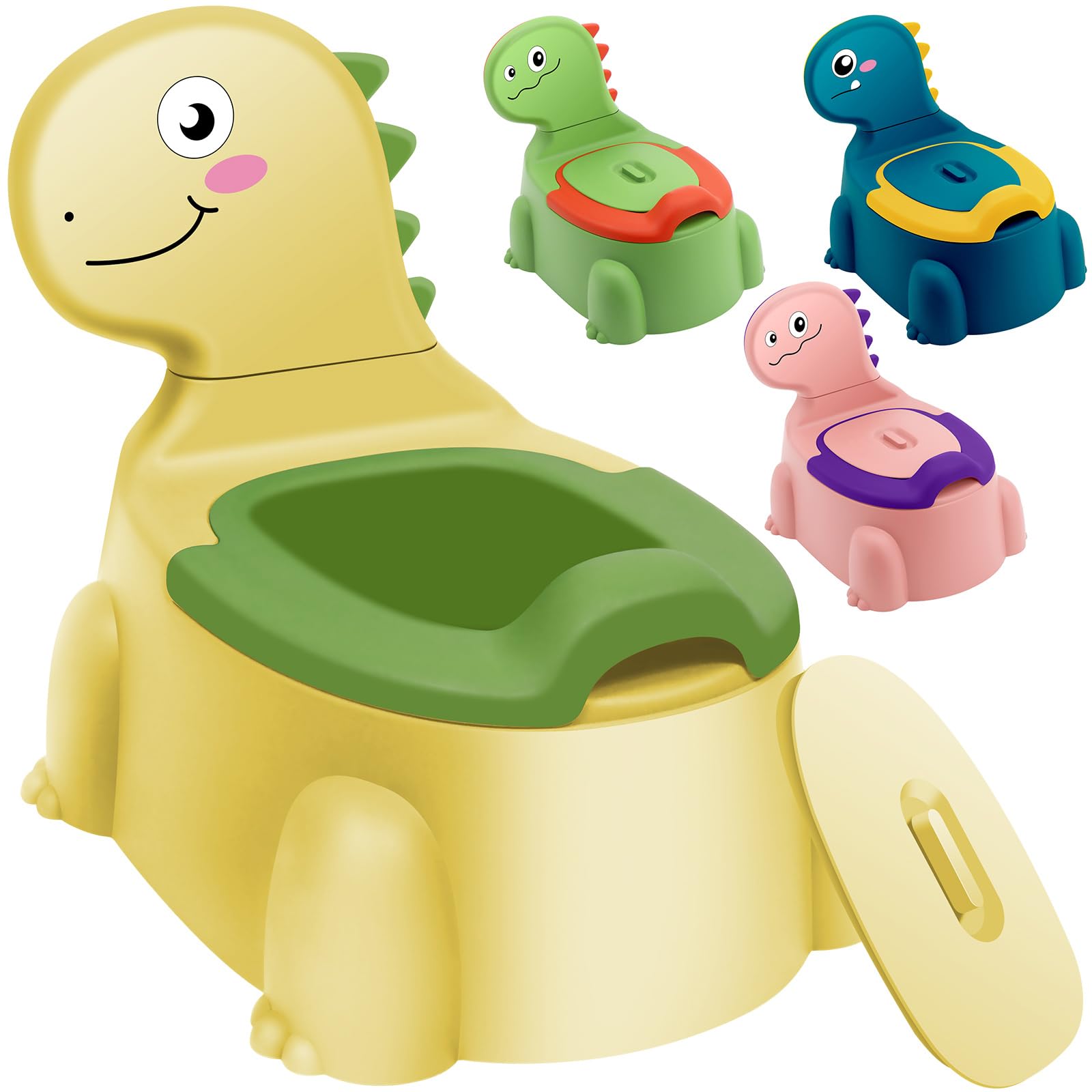 Unseki dinosaur-lid potty seat with secure lid for easy closures