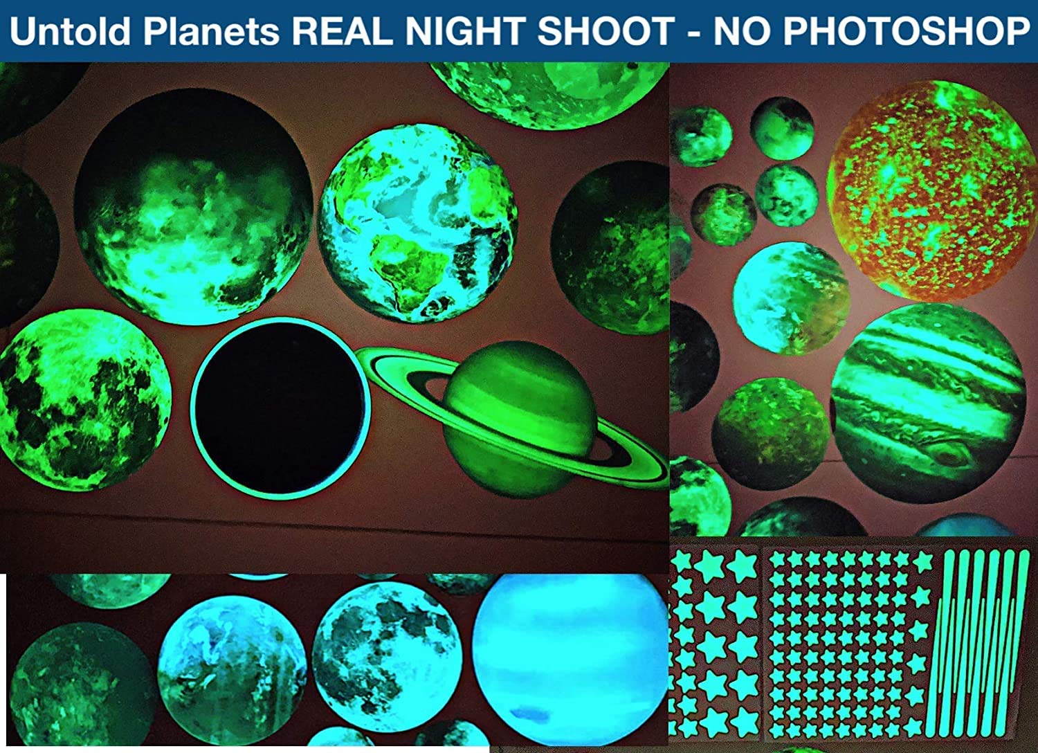 UNTOLD PLANETS glow-in-the-dark planet decals for ceiling decoration