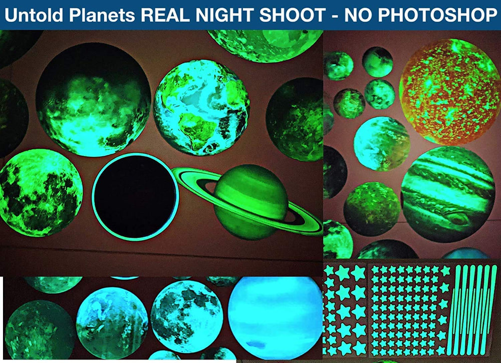 UNTOLD PLANETS glow-in-the-dark planet decals for ceiling decoration