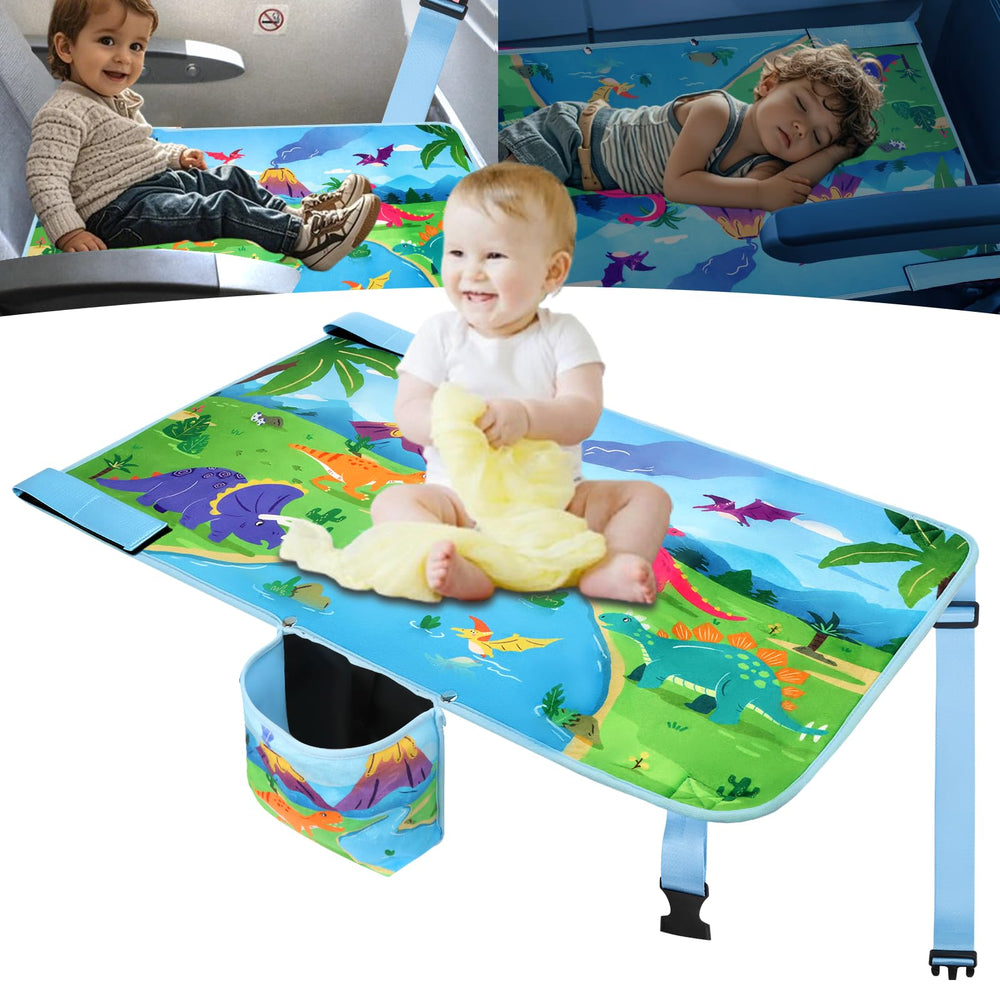 UNTREE Toddler Airplane Bed on seat with dinosaur design for cozy travel naps