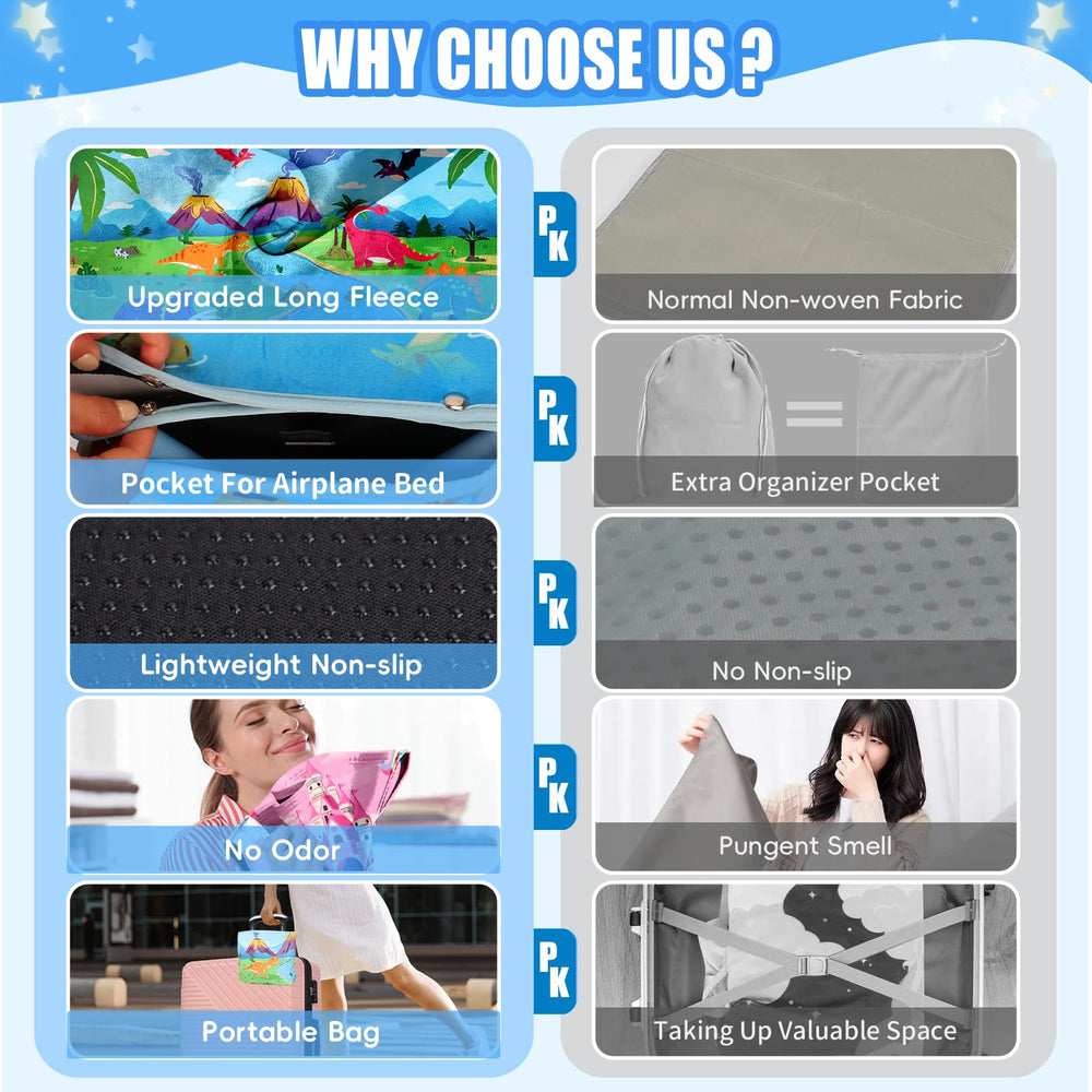 UNTREE travel sticker books included with the bed for kid-friendly activity