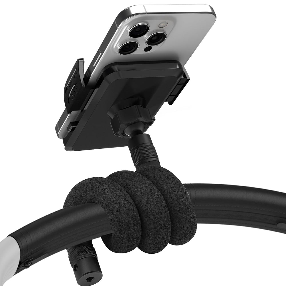 Uogw stroller phone holder with flexible gooseneck for easy positioning