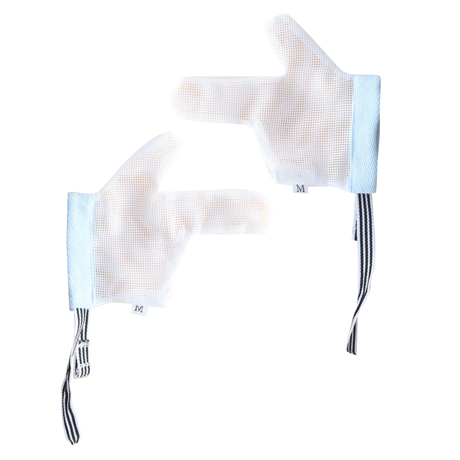 UOMIO blue S guard on a tiny hand with soft breathable fabric