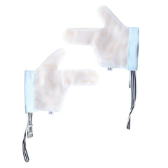 UOMIO blue S guard on a tiny hand with soft breathable fabric