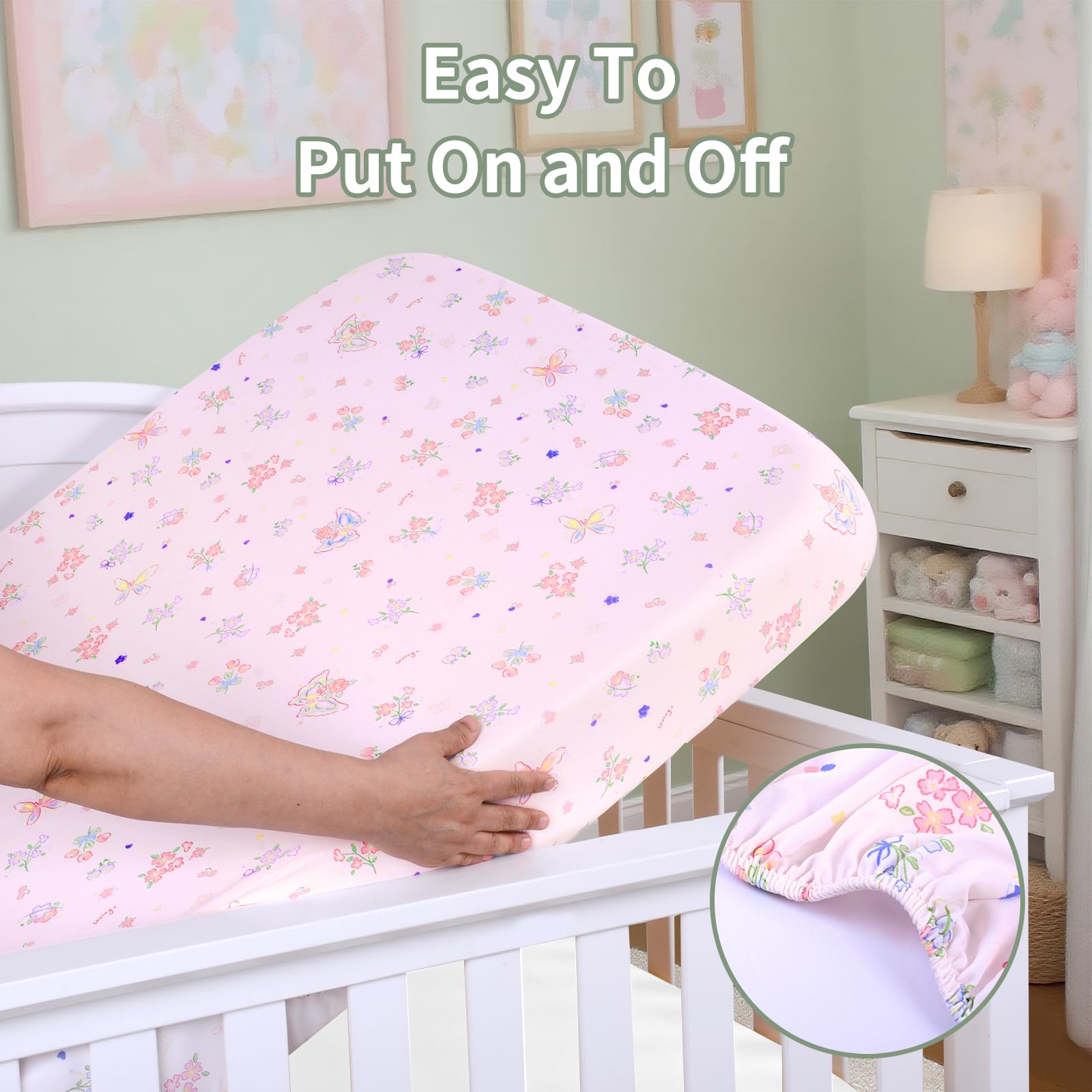 UOMNY 360 wrap fitted crib sheet on mattress