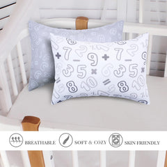 UOMNY crib pillowcase 14x19 in grey-white adds soft comfort for naps anywhere.