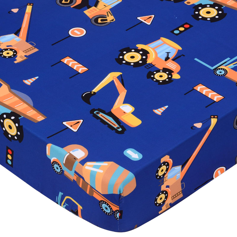 UOMNY crib sheet 52x28 with engineering vehicle print keeps baby cozy at nap time