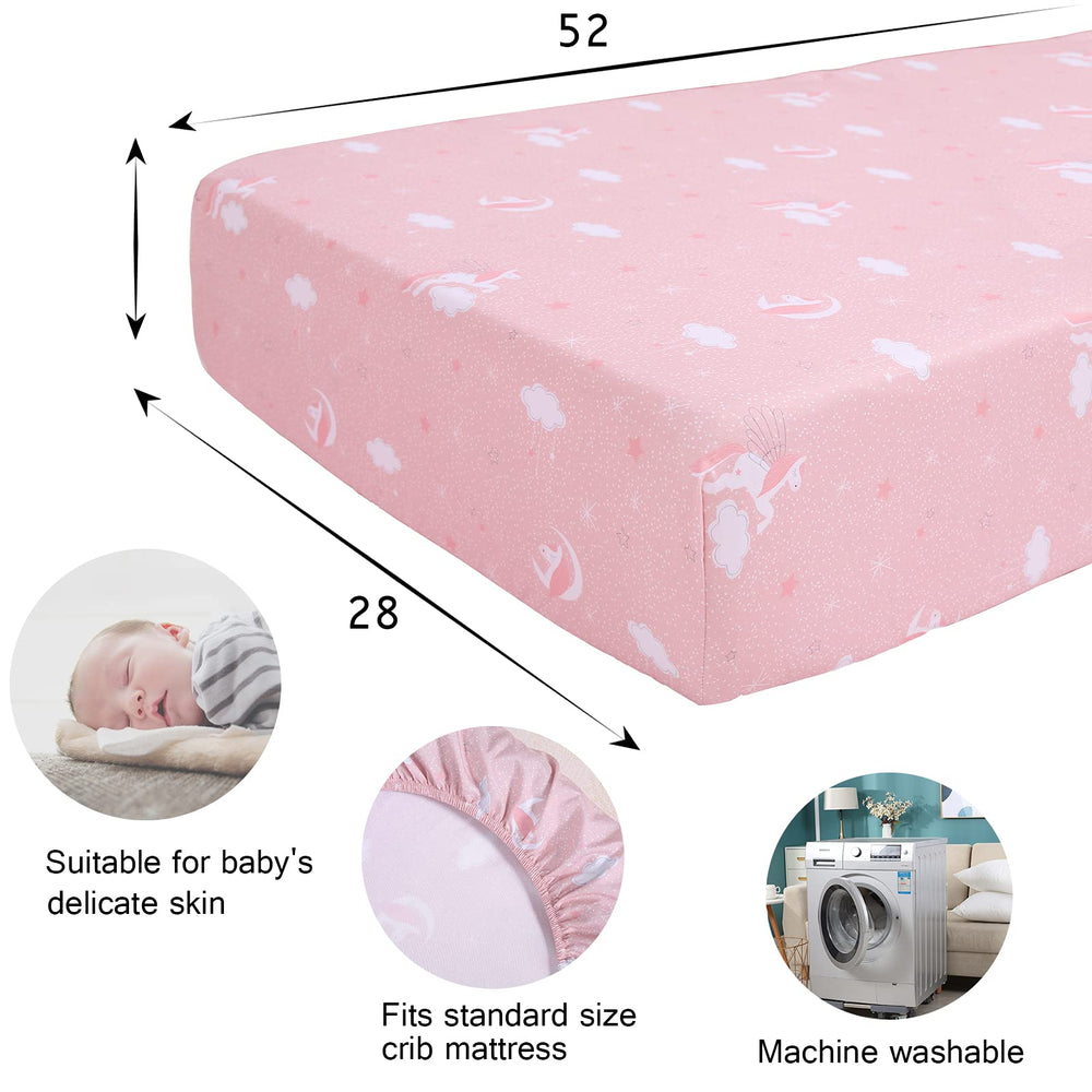 UOMNY crib sheet 52x28 inches, snug fit on standard cribs.