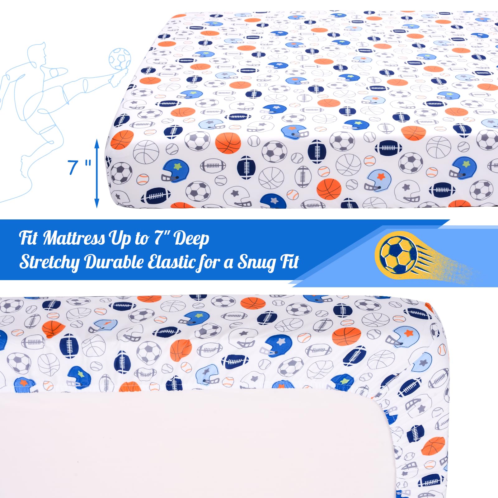 UOMNY unisex nursery sheet, coordinates with sports decor and other linens