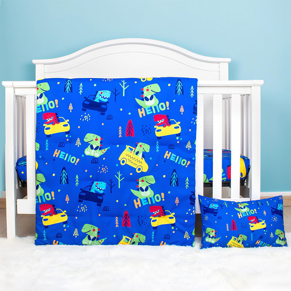 UOMNY dinosaur crib bedding comforter shows cozy fabric for nap time.
