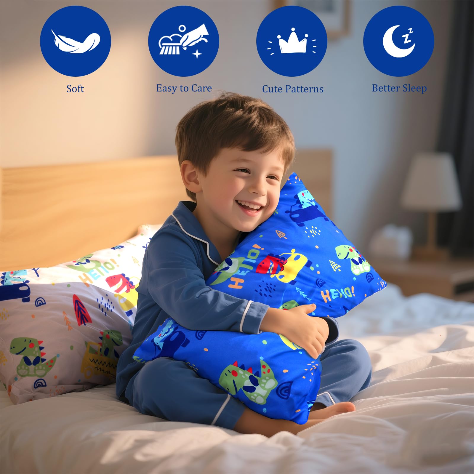 UOMNY dinosaur toddler pillowcase 12x16 versatile for home or travel.