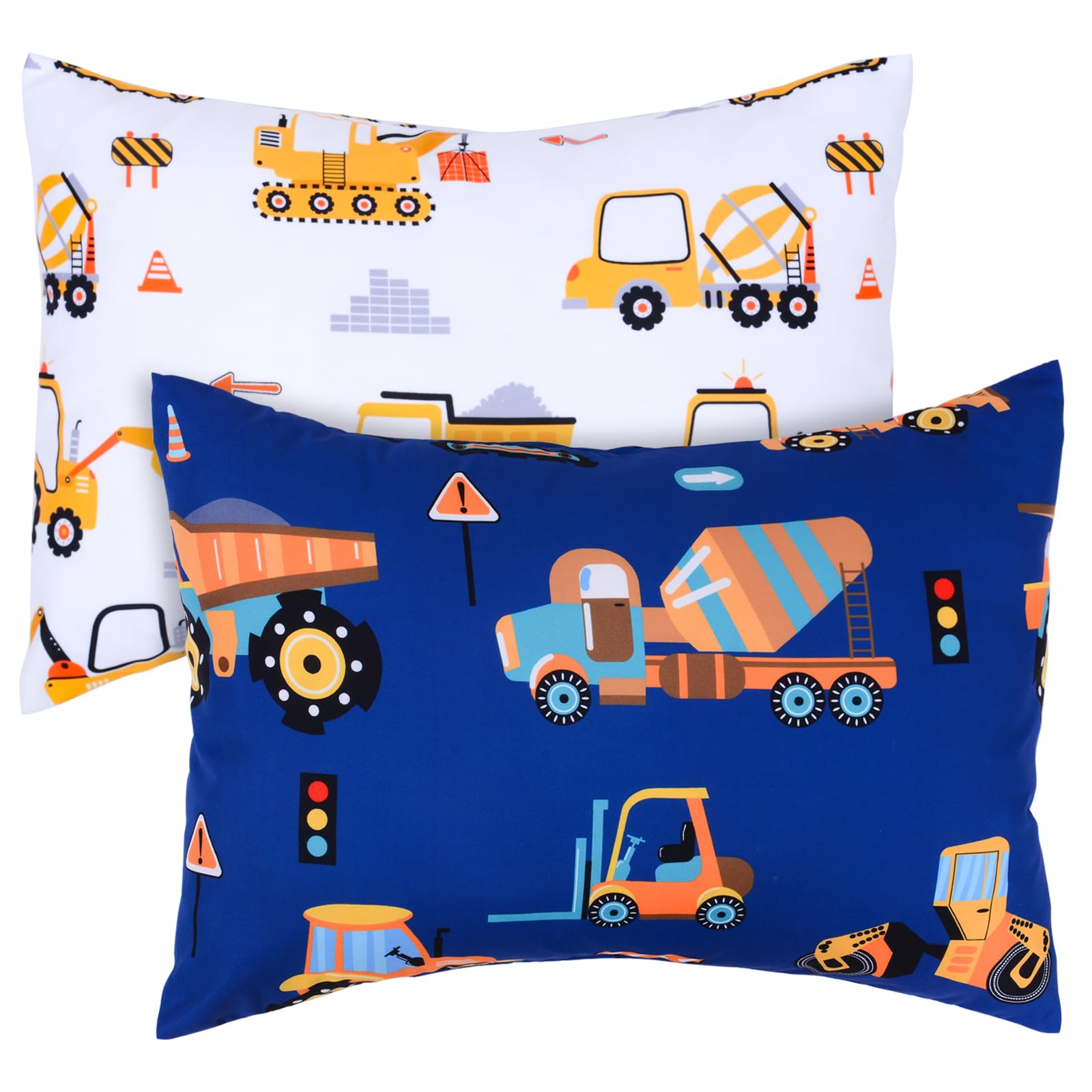 UOMNY engineering-vehicle toddler pillowcase in blue fits 13x18 pillows for travel and home
