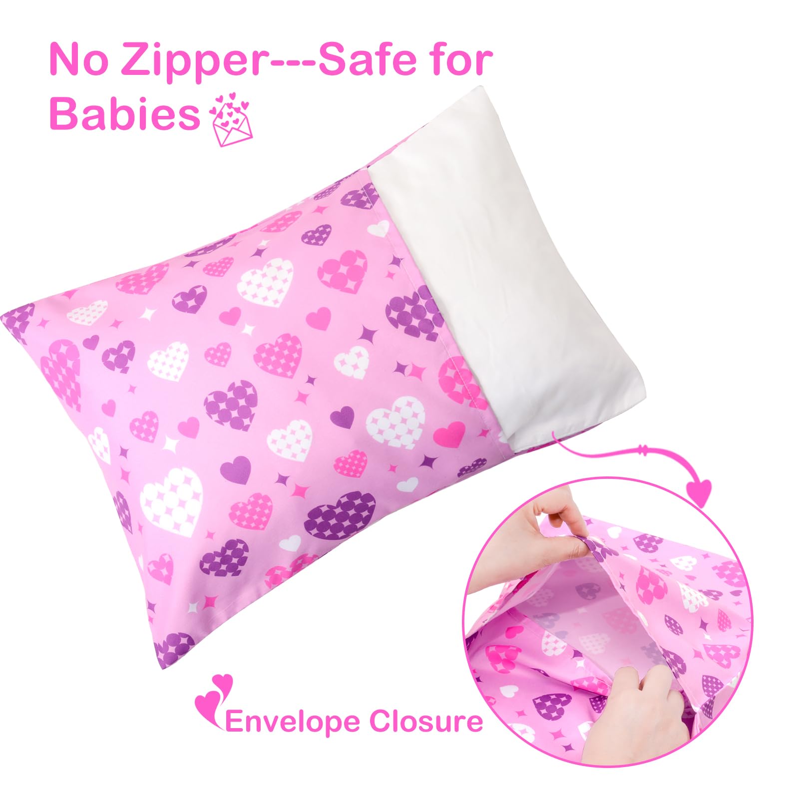 UOMNY heart-pattern travel pillowcase adds cheerful charm to a child's space.