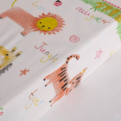 UOMNY Safari nursery sheet in unisex animal jungle design.