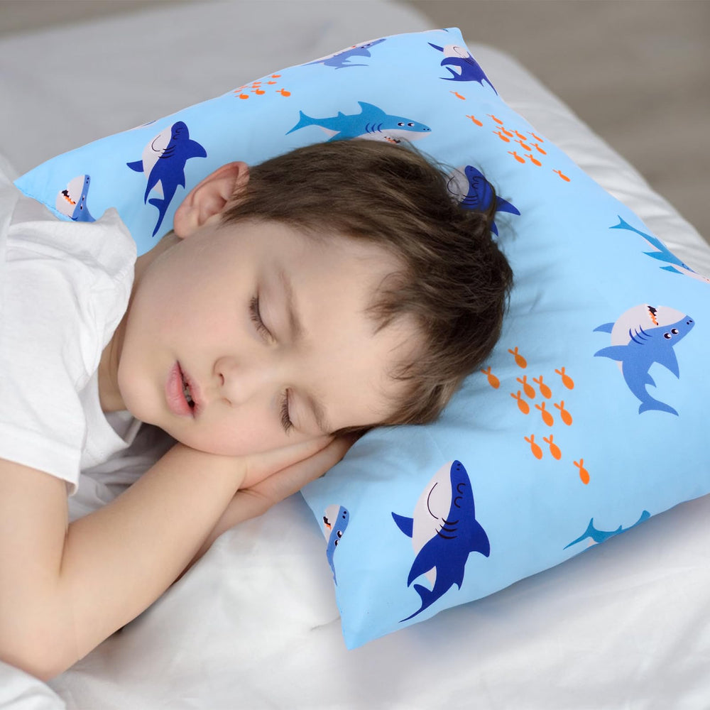 UOMNY turtle and shark pillowcase 12x16 breathable fabric for daytime naptime