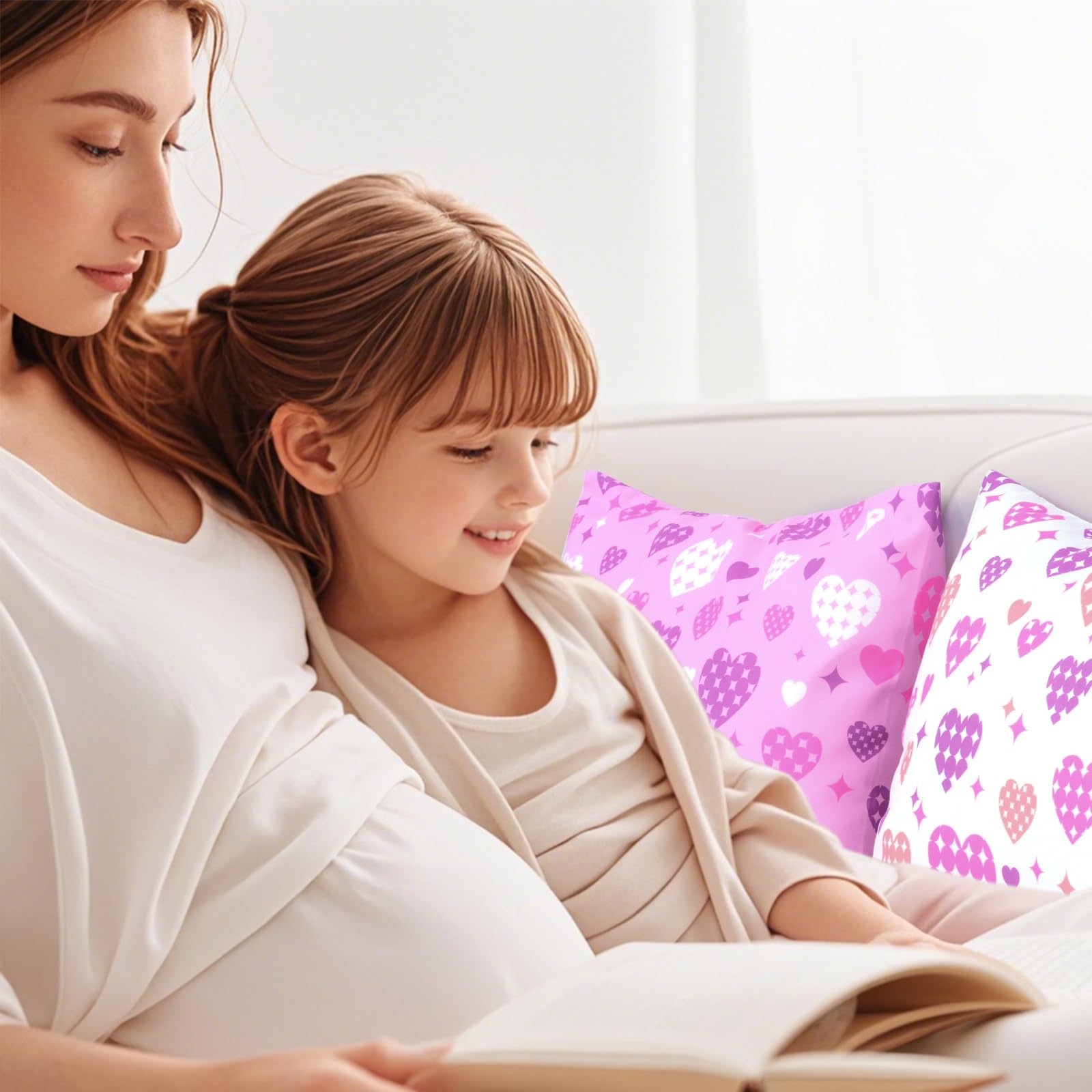 UOMNY two-pack Love and Heart pillowcases ready for home or on the go.