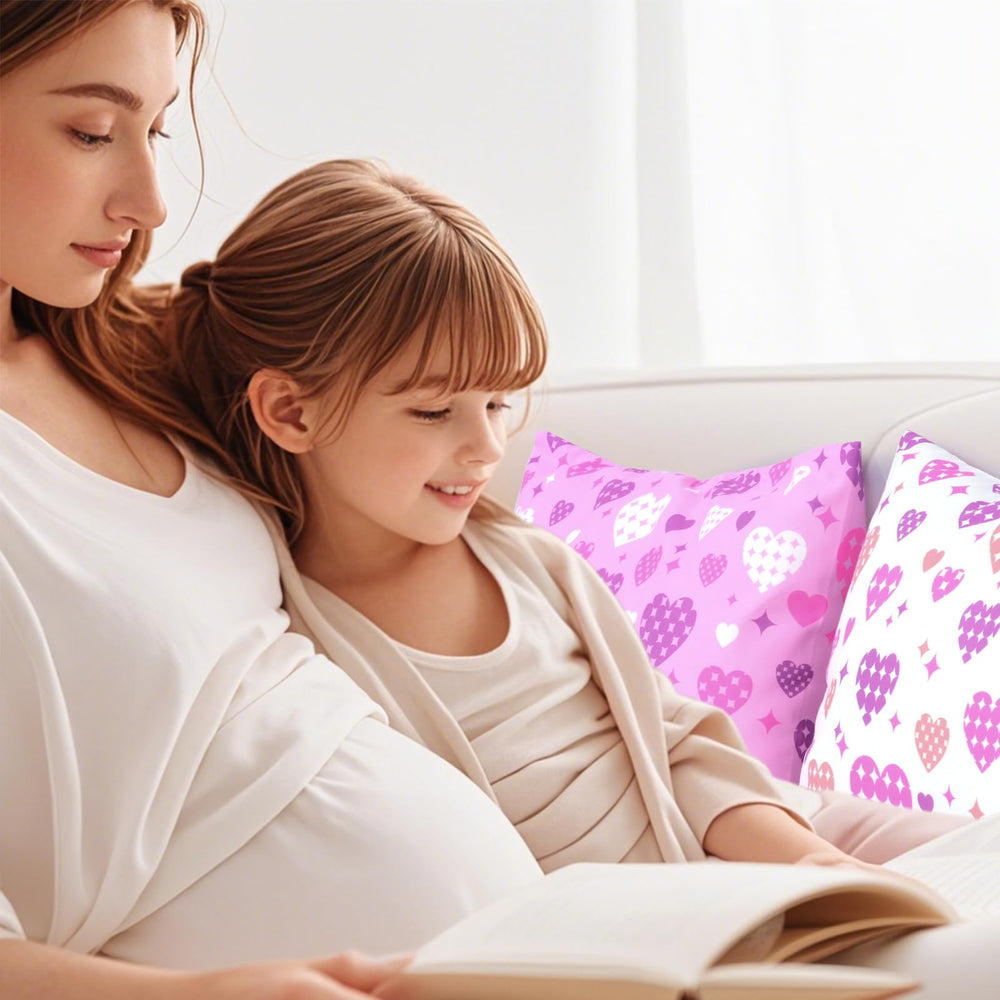 UOMNY two-pack Love and Heart pillowcases ready for home or on the go.