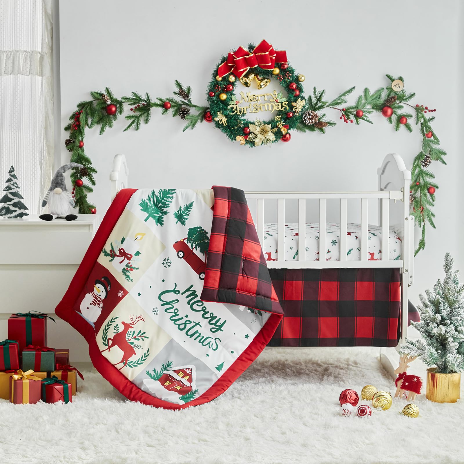 UOZZI Bedding bed skirt adds tidy nursery finish and hidden storage compatibility.