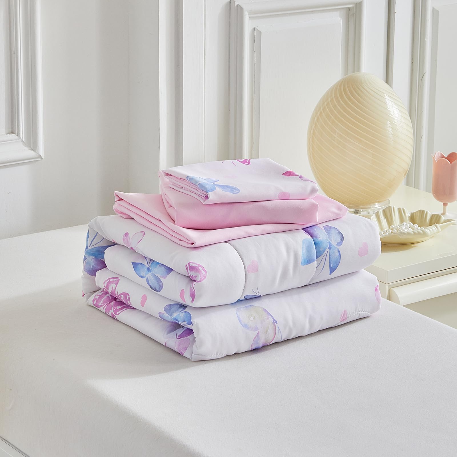 UOZZI BEDDING butterfly kids set features colorful butterflies for imagination.