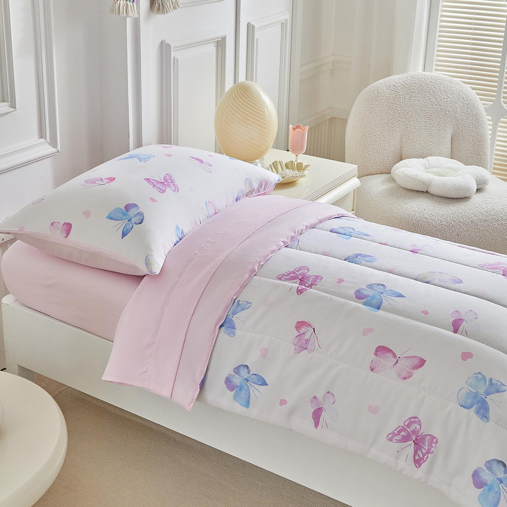 UOZZI BEDDING butterfly pink sheet set for dreamy girlish sleep.