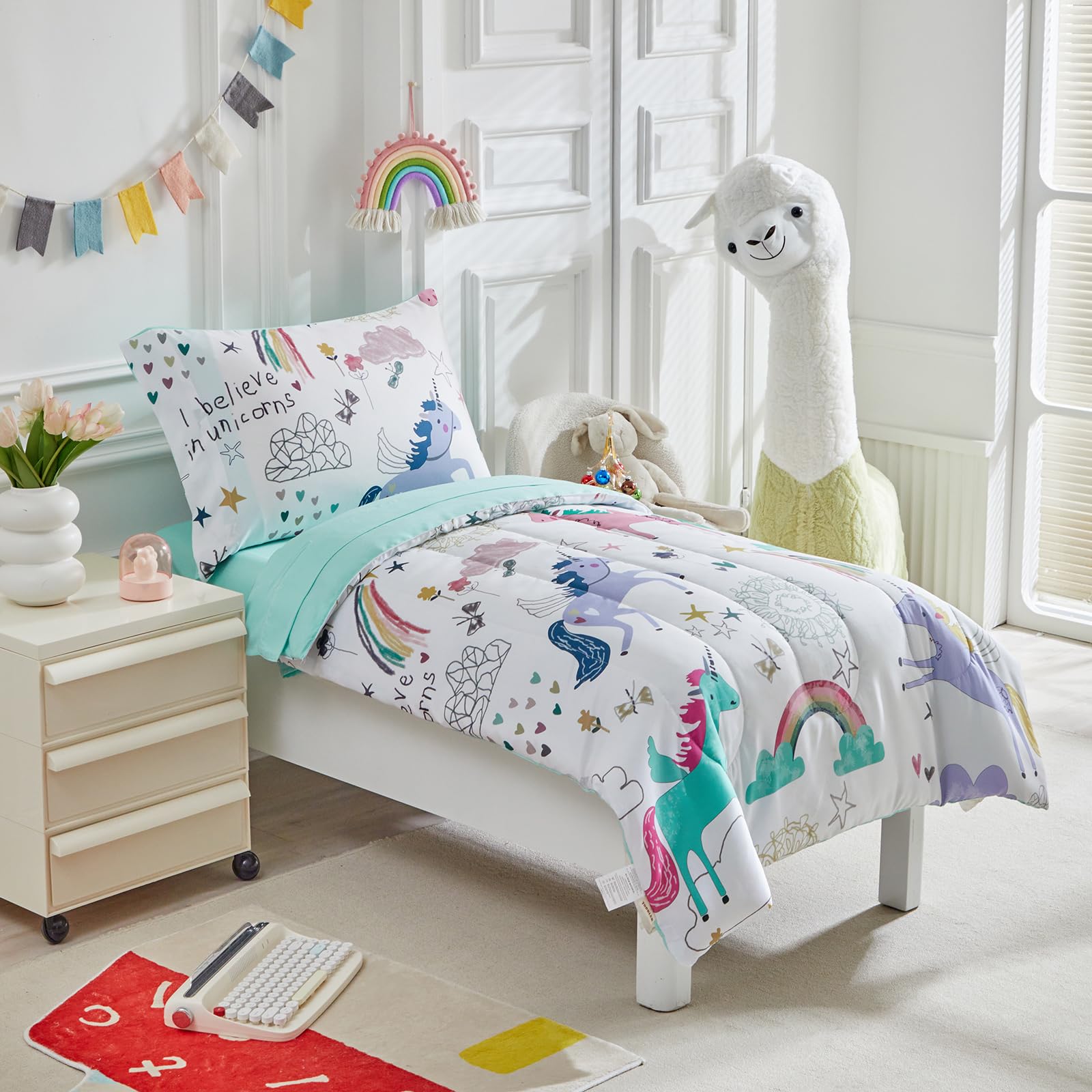 UOZZI Bedding pillowcase 20x30 with unicorn motif aids calming bedtimes