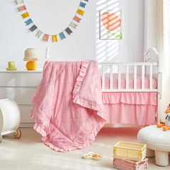 UOZZI Bedding pink quilted embroidery enhances chic nursery decor