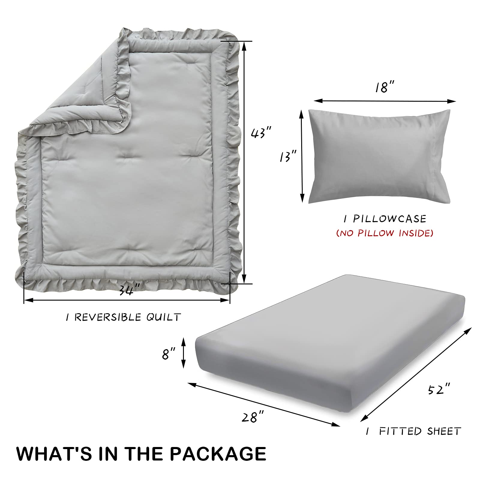 UOZZI BEDDING 2-inch ruffle detail adds cute charm to crib