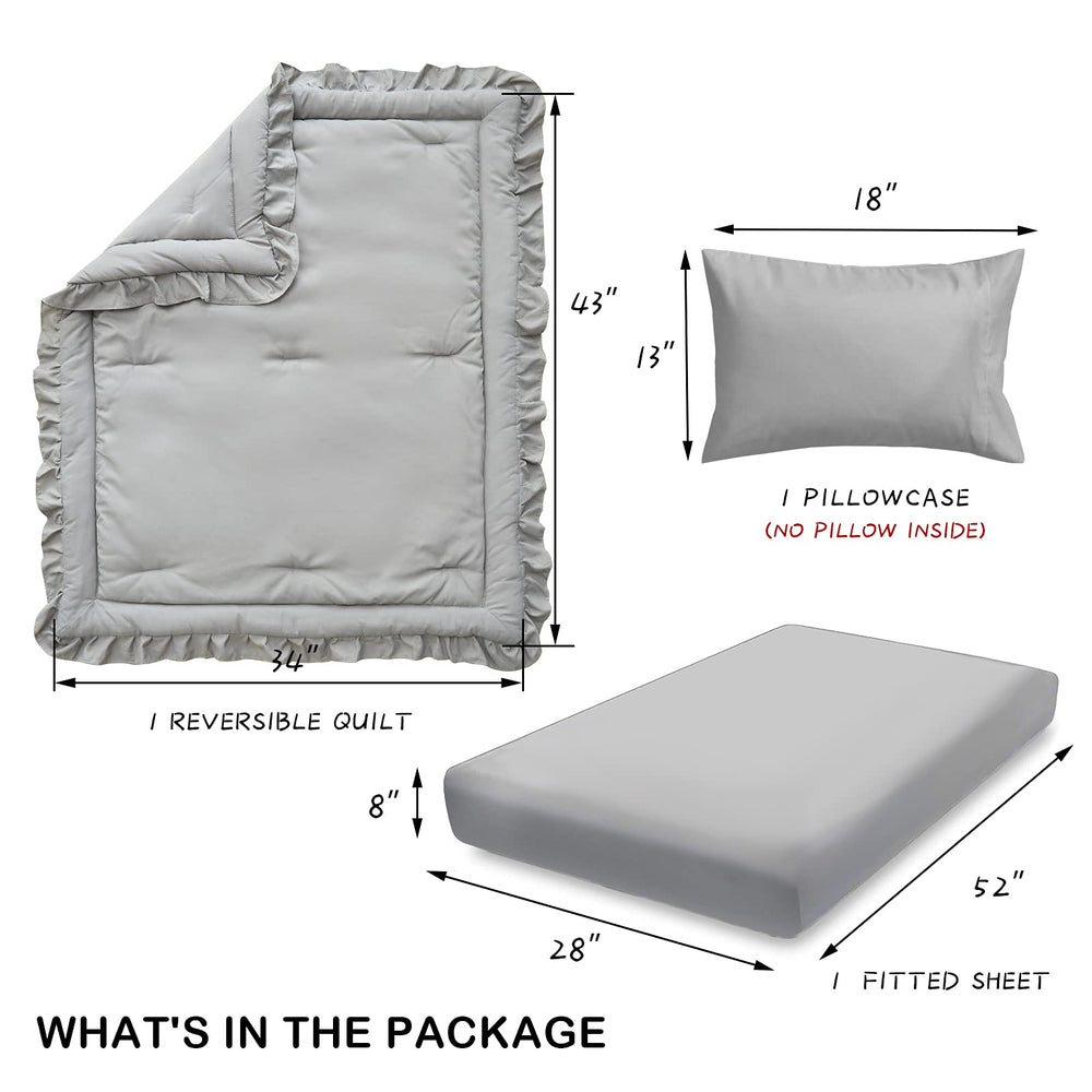 UOZZI BEDDING 2-inch ruffle detail adds cute charm to crib