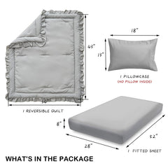 UOZZI BEDDING 2-inch ruffle detail adds cute charm to crib