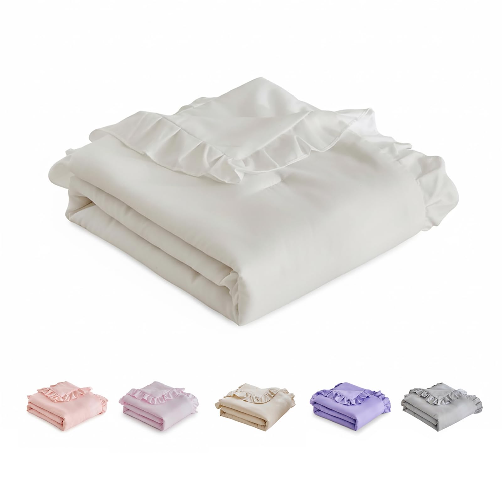 UOZZI BEDDING ruffled toddler blanket with white fabric, cozy for bedtime and crib style