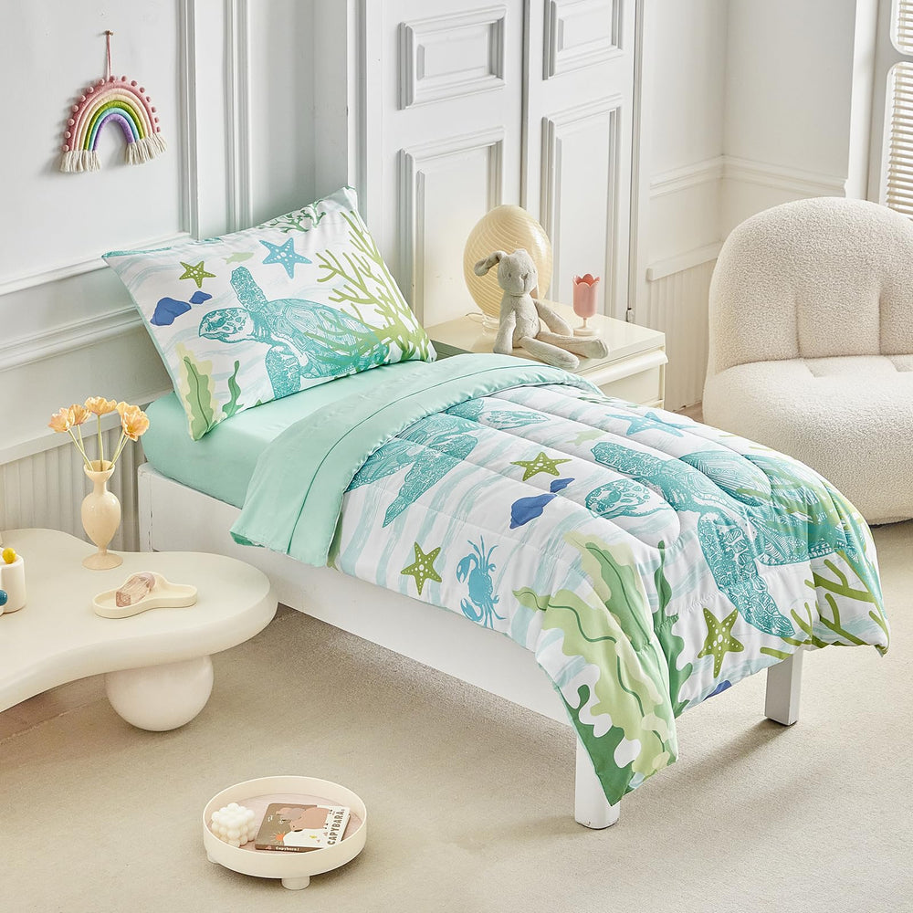 Hero sea turtle design image from UOZZI BEDDING set for kids' rooms.