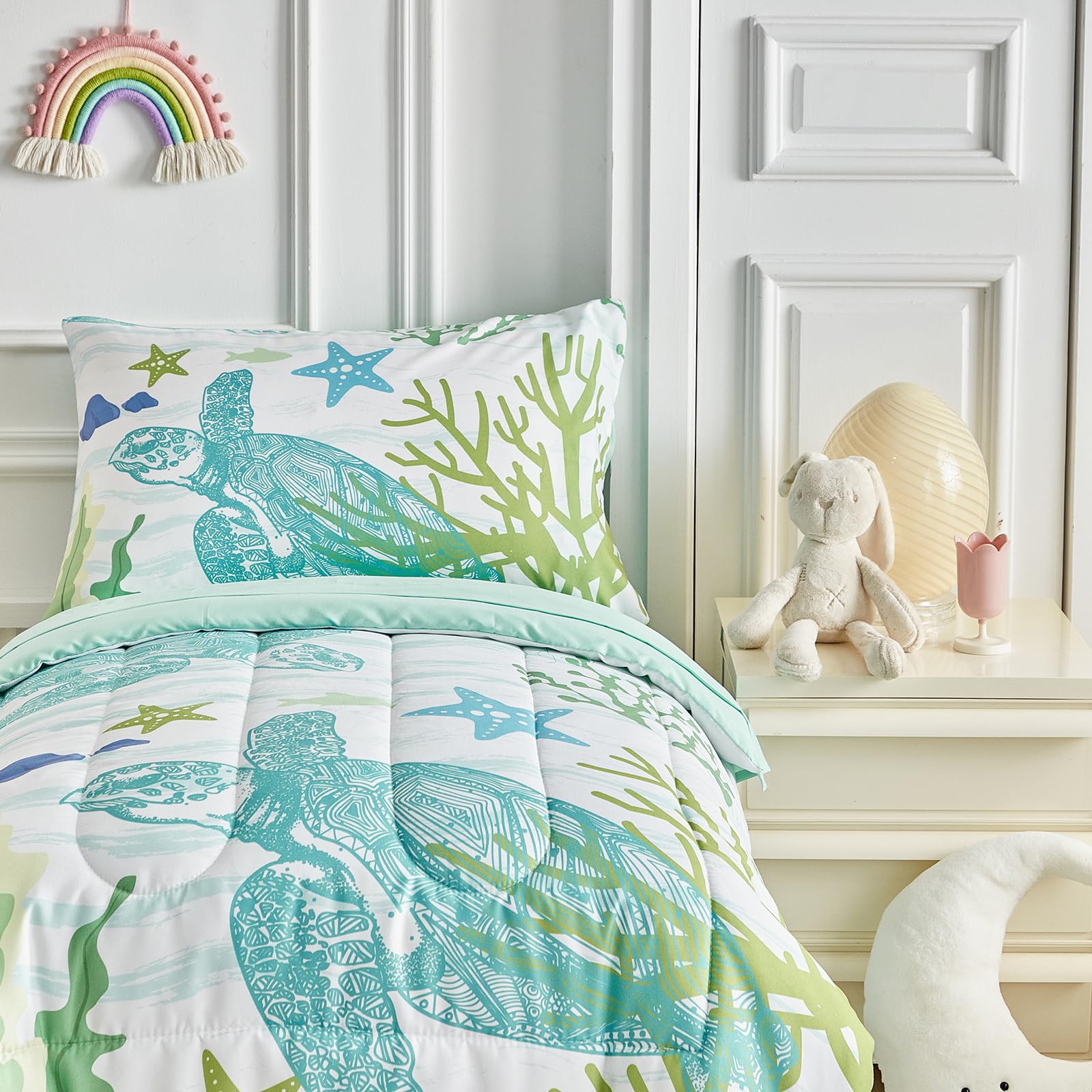 UOZZI BEDDING sea turtle pillowcase with reversible design for easy use.