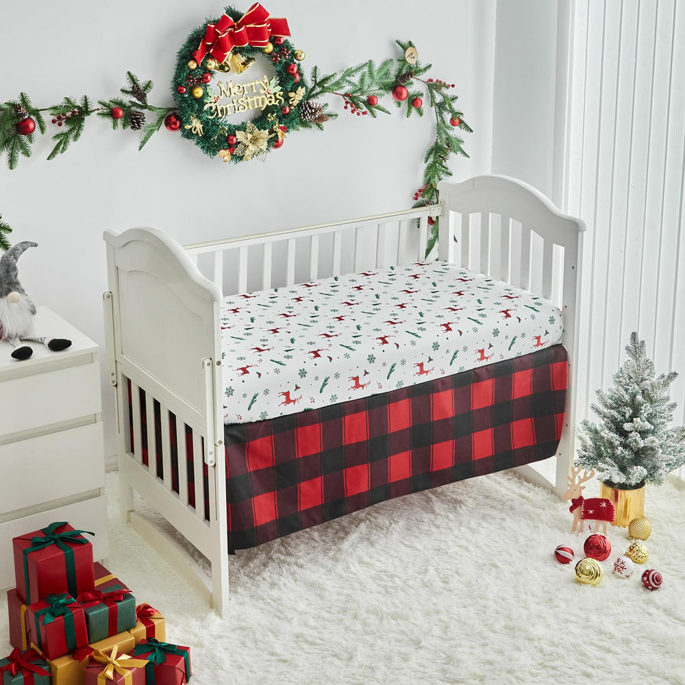 UOZZI Bedding snowman house deer design highlighting festive nursery charm.