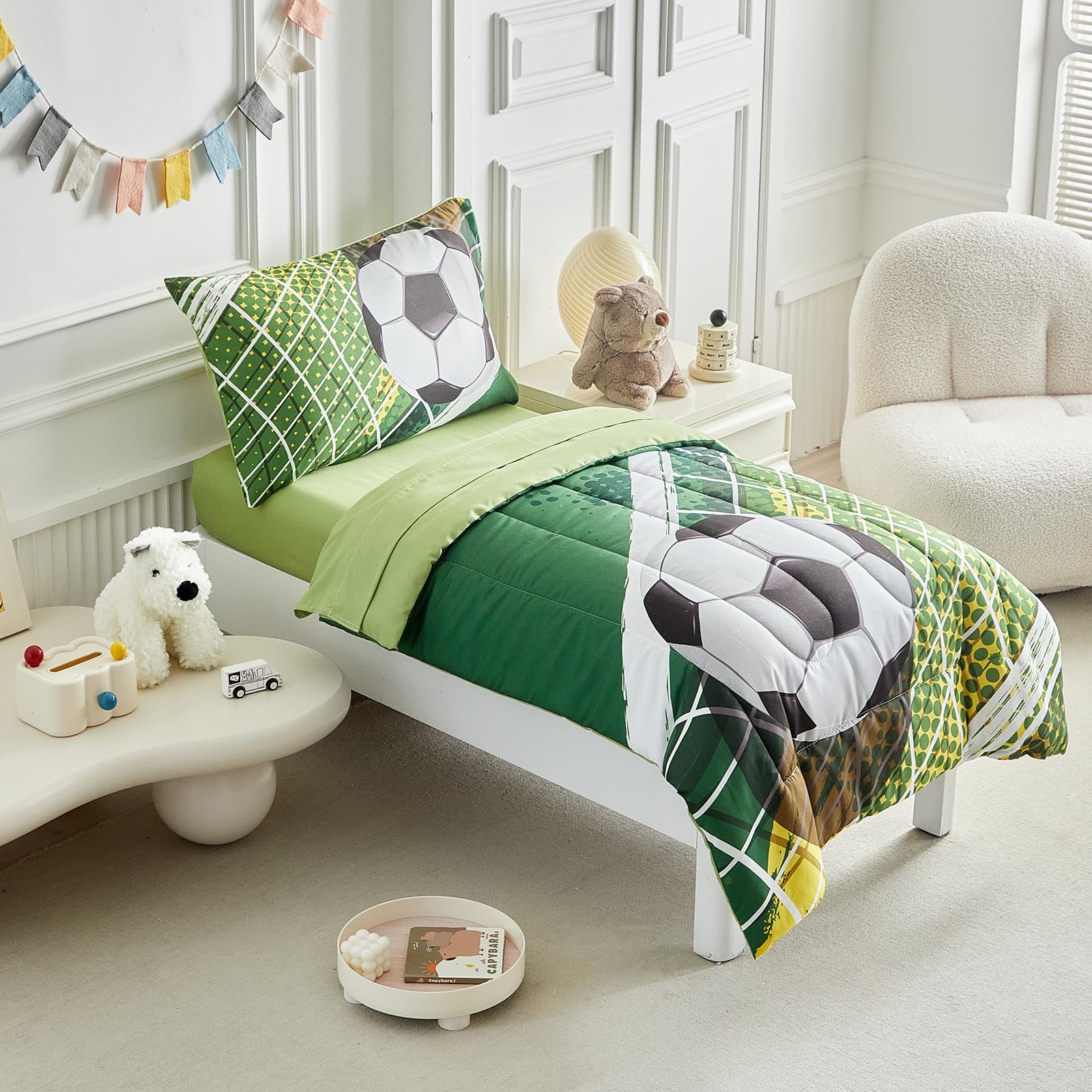 UOZZI BEDDING soccer toddler fitted sheet secure fit for standard bed