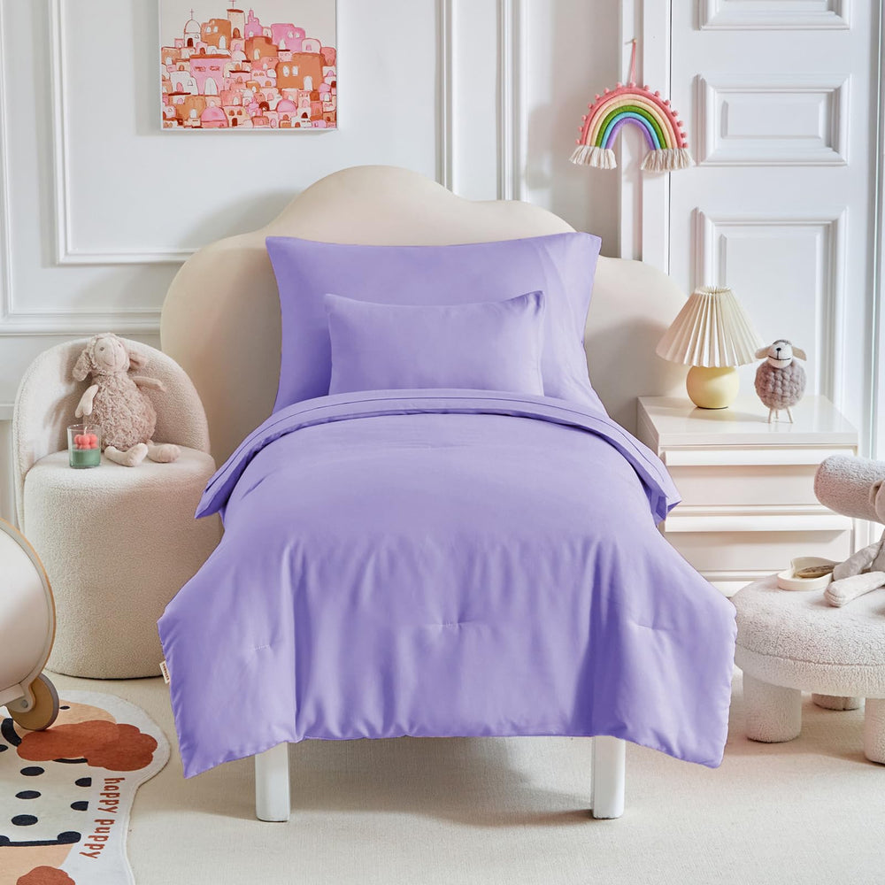 UOZZI Bedding fitted sheet purple ensures secure fit on toddler beds.